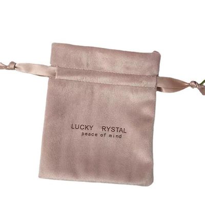 Petit emballage à la corde de drainage Sac de bijoux en velours Logo personnalisé Imprimé Tissu en velours doux