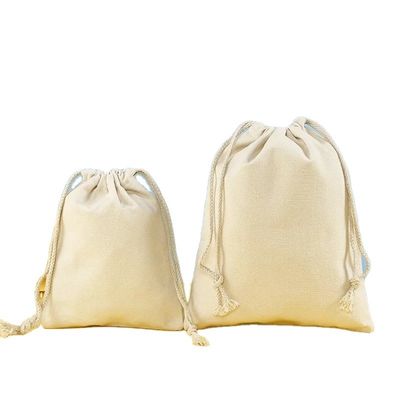 Logo personnalisé Sac à cordes en coton pour emballage écologique réutilisable de petite taille