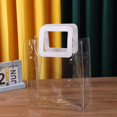 Logo personnalisé Accepté PVC sac à dos en plastique transparent avec poignée de découpe sous pression