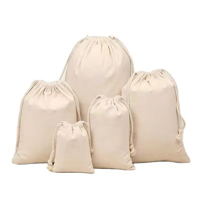 Logo personnalisé Sac à cordes en coton pour emballage écologique réutilisable de petite taille