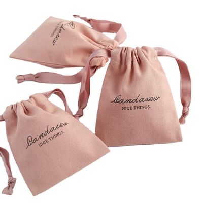 Aménagement de magasinage moyen Sacs à cordes en toile douce rose imprimés en lin de coton
