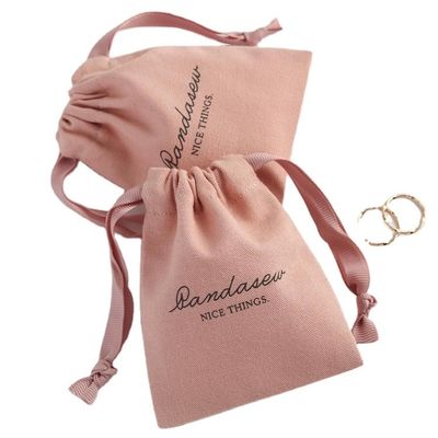 Aménagement de magasinage moyen Sacs à cordes en toile douce rose imprimés en lin de coton