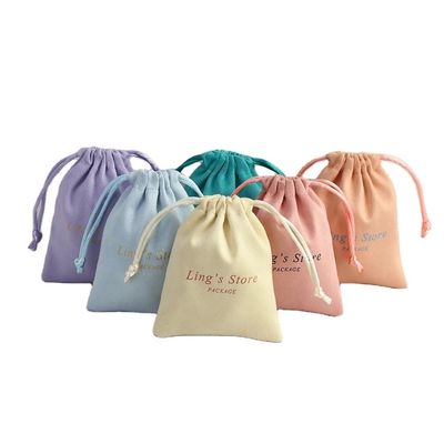 Aménagement de magasinage moyen Sacs à cordes en toile douce rose imprimés en lin de coton