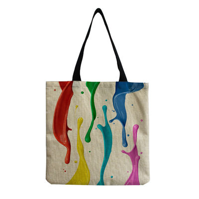 Sac de plage de taille moyenne Sac en coton toile de lin réutilisable pour femmes Logo personnalisé