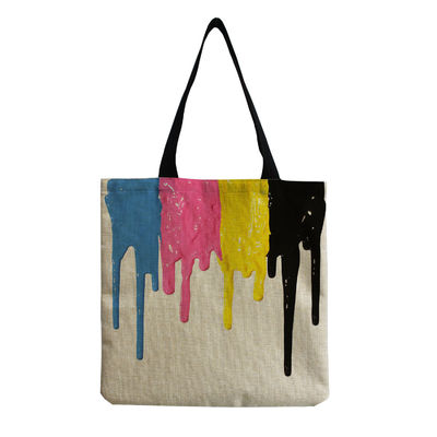 Sac de plage de taille moyenne Sac en coton toile de lin réutilisable pour femmes Logo personnalisé