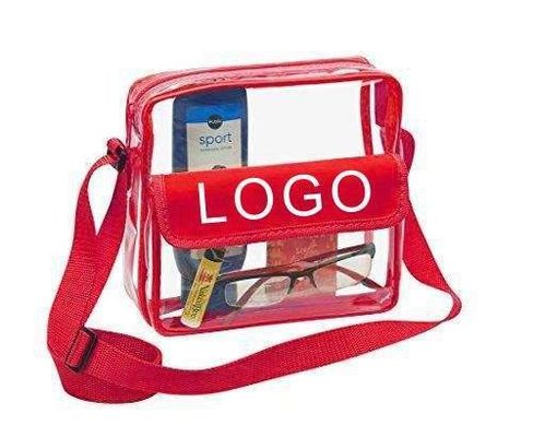 Logo personnalisé Clair Rouge DST Stade Sac de messagerie Crossbody avec bande de broderie tissée