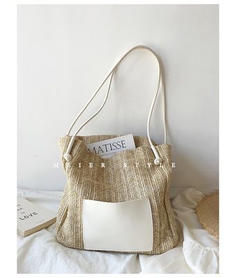Polyester revêtement à la main sac à paille tissé grand sac à main épaule crossbody sac pour les femmes
