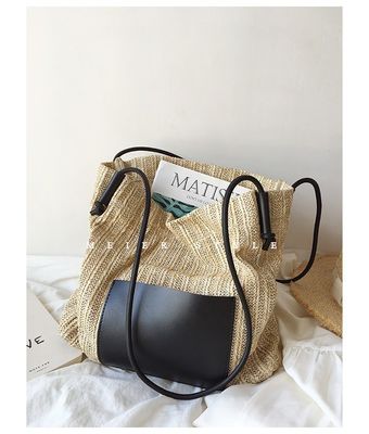 Polyester revêtement à la main sac à paille tissé grand sac à main épaule crossbody sac pour les femmes