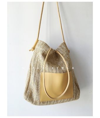 Polyester revêtement à la main sac à paille tissé grand sac à main épaule crossbody sac pour les femmes