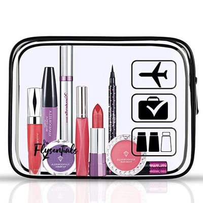 Dernier sac cosmétique en PVC plastique transparent à fermeture à glissière à la mode avec logo personnalisé accepté