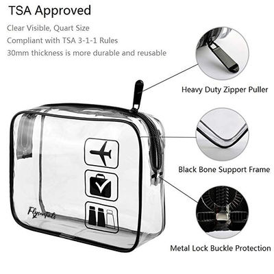 Dernier sac cosmétique en PVC plastique transparent à fermeture à glissière à la mode avec logo personnalisé accepté
