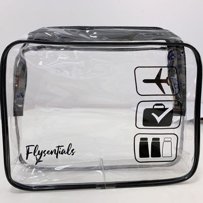 Dernier sac cosmétique en PVC plastique transparent à fermeture à glissière à la mode avec logo personnalisé accepté
