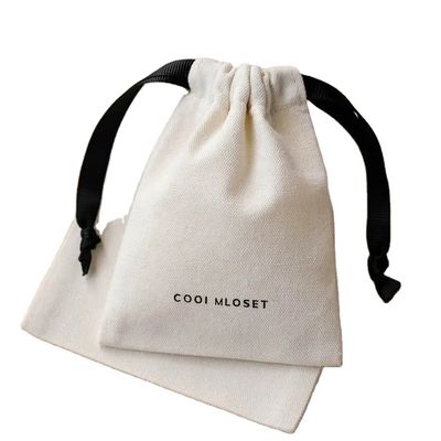 Sacoche à cordes en coton Twill écologique pour emballage cadeau de bijoux de couleur personnalisée