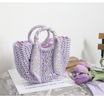 2024 Voyage d'été sur la plage Sac tissé à fermeture ouverte et sac à main de paille femme