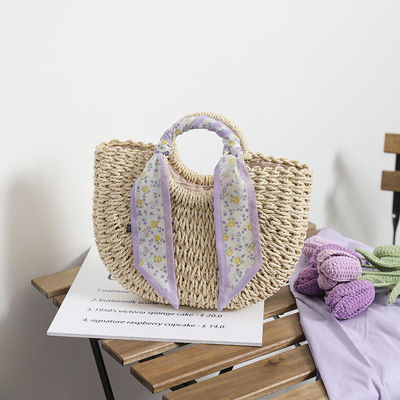 2024 Voyage d'été sur la plage Sac tissé à fermeture ouverte et sac à main de paille femme
