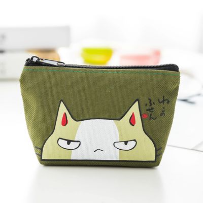 Un sac cosmétique en maquillage en coton rose coréen avec logo fermeture à glissière