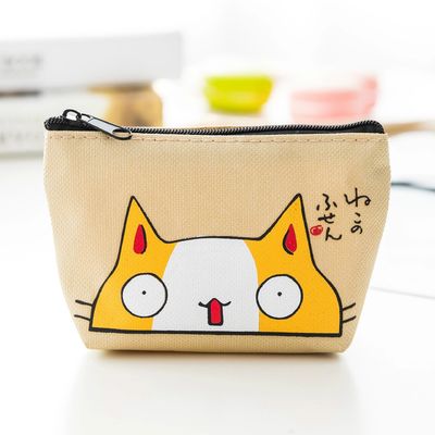 Un sac cosmétique en maquillage en coton rose coréen avec logo fermeture à glissière
