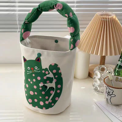 Mini sac à seau mignon sac à main en toile Poche avant et design personnalisé
