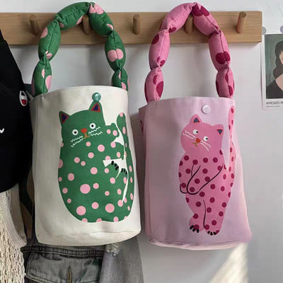 Mini sac à seau mignon sac à main en toile Poche avant et design personnalisé