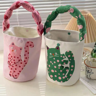 Mini sac à seau mignon sac à main en toile Poche avant et design personnalisé