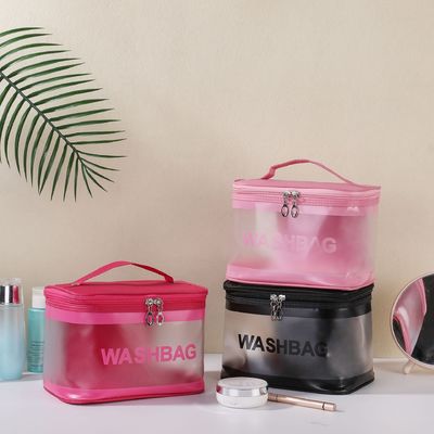 Logo personnalisé Sac de maquillage transparent en PVC pour les produits de toilette de voyage et l'organisation cosmétique