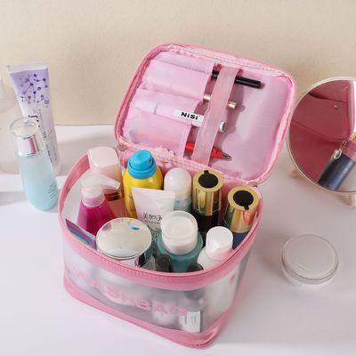 Logo personnalisé Sac de maquillage transparent en PVC pour les produits de toilette de voyage et l'organisation cosmétique