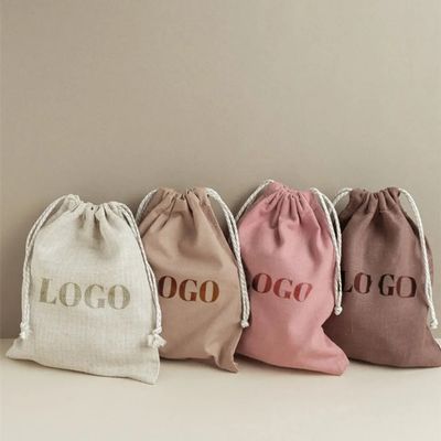 Sac à cordes en coton en toile de couleur personnalisé avec double corde