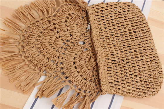Sac de plage Tassel fait à la main Raffia Rattan Crossbody pour les femmes vacances d'été