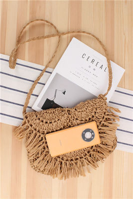 Sac de plage Tassel fait à la main Raffia Rattan Crossbody pour les femmes vacances d'été