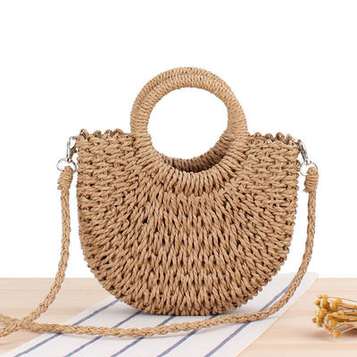 Logo personnalisé Sac à paille tissé à une épaule pour femmes en design rond simple