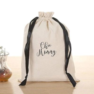 Sac scolaire réutilisable Trolley Logo personnalisé Sac à cordes imprimé en lin de coton de toile