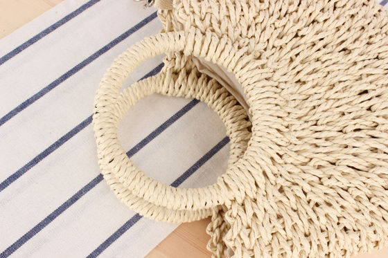 Logo personnalisé Sac à paille tissé à une épaule pour femmes en design rond simple