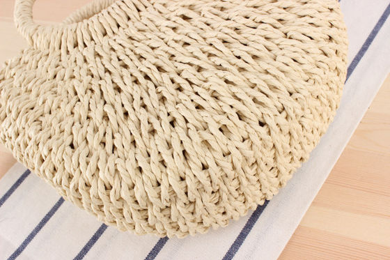 Logo personnalisé Sac à paille tissé à une épaule pour femmes en design rond simple