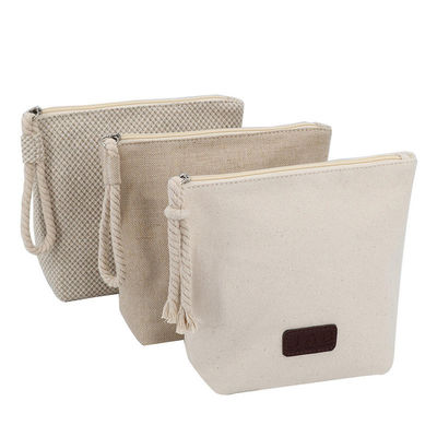 OEM/ODM Acceptable Sac de maquillage en coton Calico avec fermeture à glissière pour les voyages naturels recyclés