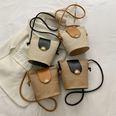 Designer de style d'été Sac à main rond en paille tissé pour femme