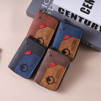 Portefeuille en cuir pour homme avec pièces de monnaie Portefeuilles de cartes et porte-clés