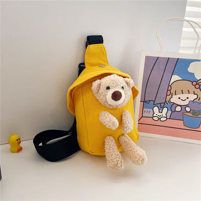 Mini sac en toile 2024 Sac à poitrine d'ours mignon pour garçons et filles Couleur personnalisée