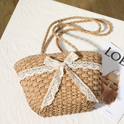 Fermeture ouverte Sac à paille personnalisé de couleur Sac tissé à la dentelle pour femmes de plage