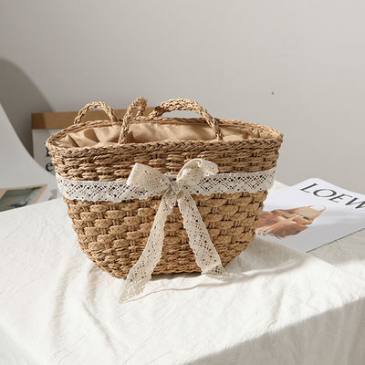 Fermeture ouverte Sac à paille personnalisé de couleur Sac tissé à la dentelle pour femmes de plage