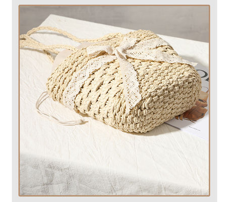 Fermeture ouverte Sac à paille personnalisé de couleur Sac tissé à la dentelle pour femmes de plage