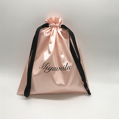 Logo personnalisé Sacs à cordes en satin doux pour l'emballage de bijoux