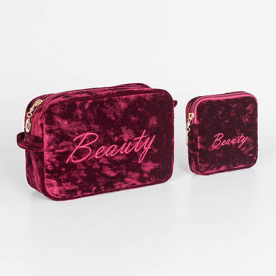 Sac de maquillage imperméable en velours portable pour le voyage