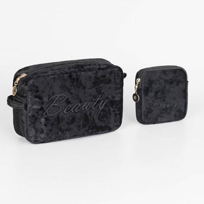 Sac de maquillage imperméable en velours portable pour le voyage