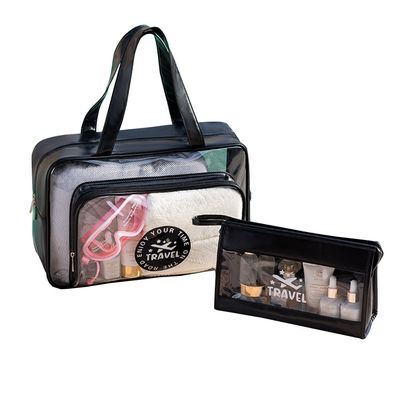 Le dernier logo personnalisé à la mode accepté PVC sac à glissière cosmétique pour les toilettes de voyage