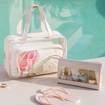 Le dernier logo personnalisé à la mode accepté PVC sac à glissière cosmétique pour les toilettes de voyage