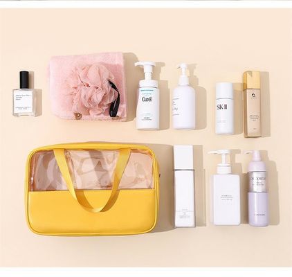 Type de modèle solide Transparent PU maquillage brosse beauté sac de soin de la peau pour logo personnalisé