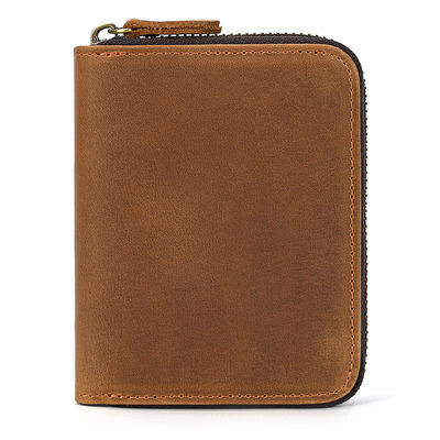 Portefeuille en cuir authentique pour homme avec porte-carte Portefeuille court portefeuille fermeture à glissière Portefeuilles standard
