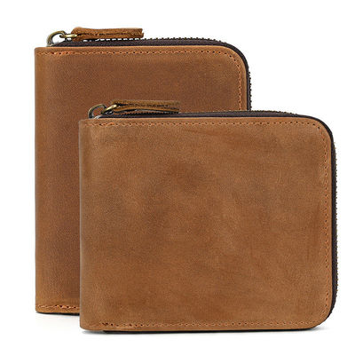 Portefeuille en cuir authentique pour homme avec porte-carte Portefeuille court portefeuille fermeture à glissière Portefeuilles standard