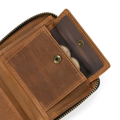 Portefeuille en cuir authentique pour homme avec porte-carte Portefeuille court portefeuille fermeture à glissière Portefeuilles standard