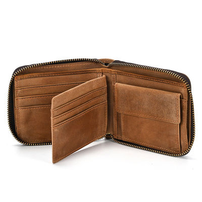 Portefeuille en cuir authentique pour homme avec porte-carte Portefeuille court portefeuille fermeture à glissière Portefeuilles standard